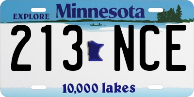 MN license plate 213NCE