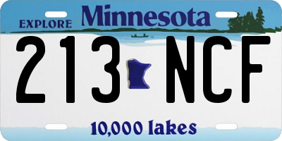 MN license plate 213NCF