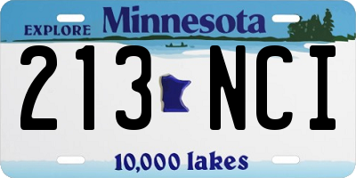 MN license plate 213NCI