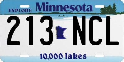 MN license plate 213NCL