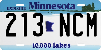 MN license plate 213NCM