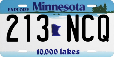 MN license plate 213NCQ