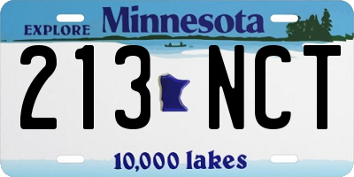 MN license plate 213NCT