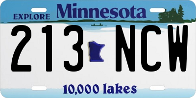 MN license plate 213NCW