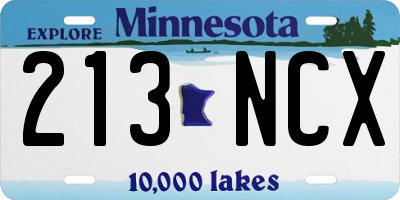 MN license plate 213NCX