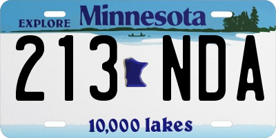 MN license plate 213NDA