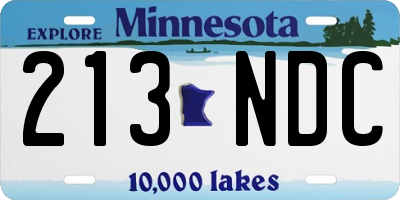 MN license plate 213NDC