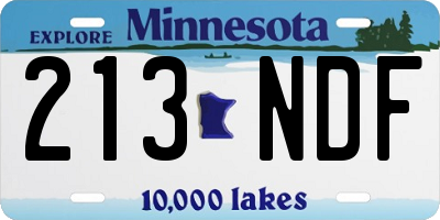 MN license plate 213NDF