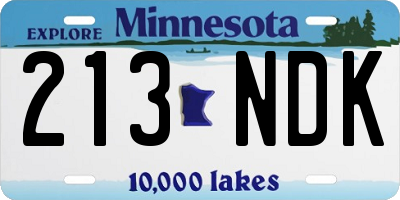 MN license plate 213NDK
