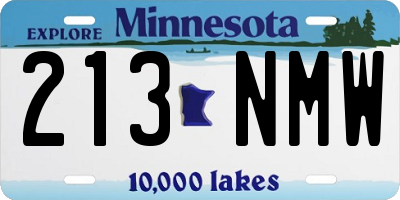 MN license plate 213NMW