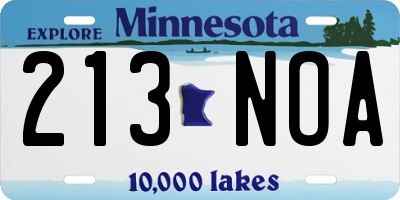 MN license plate 213NOA