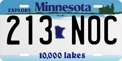 MN license plate 213NOC