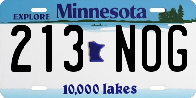 MN license plate 213NOG