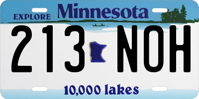 MN license plate 213NOH