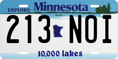 MN license plate 213NOI