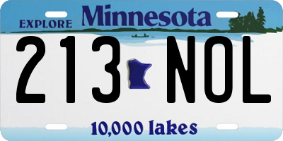 MN license plate 213NOL