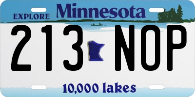 MN license plate 213NOP