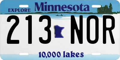 MN license plate 213NOR