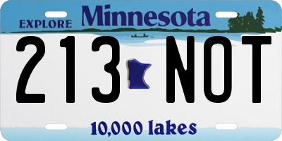 MN license plate 213NOT