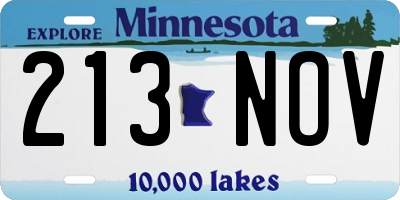 MN license plate 213NOV