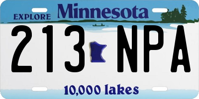 MN license plate 213NPA