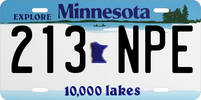 MN license plate 213NPE