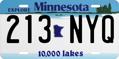 MN license plate 213NYQ