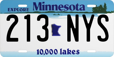 MN license plate 213NYS