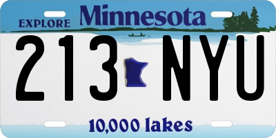 MN license plate 213NYU
