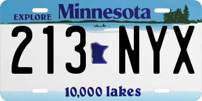 MN license plate 213NYX
