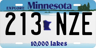 MN license plate 213NZE