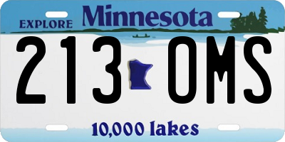 MN license plate 213OMS