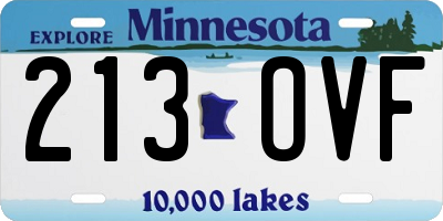 MN license plate 213OVF