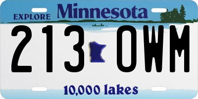 MN license plate 213OWM