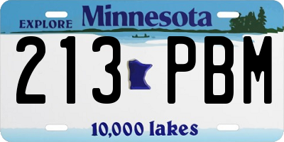 MN license plate 213PBM