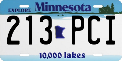 MN license plate 213PCI