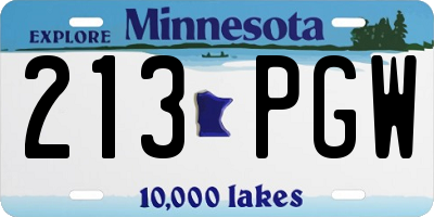 MN license plate 213PGW