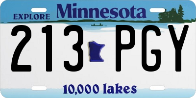 MN license plate 213PGY