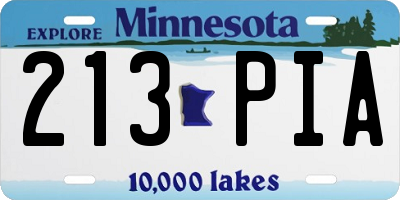 MN license plate 213PIA