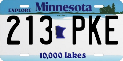 MN license plate 213PKE