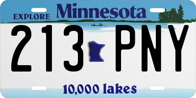 MN license plate 213PNY