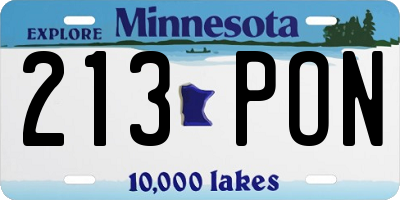MN license plate 213PON