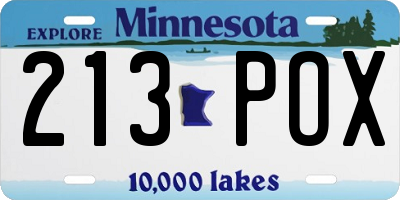 MN license plate 213POX