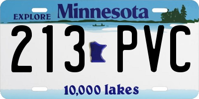 MN license plate 213PVC