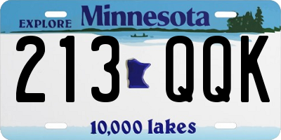 MN license plate 213QQK