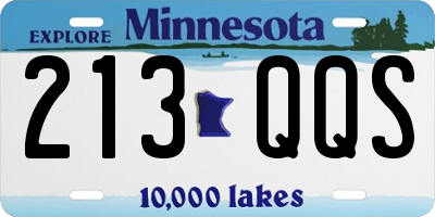 MN license plate 213QQS