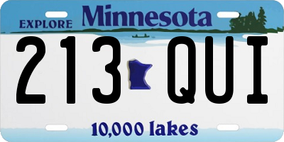 MN license plate 213QUI