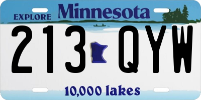 MN license plate 213QYW