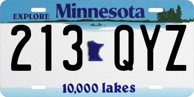 MN license plate 213QYZ