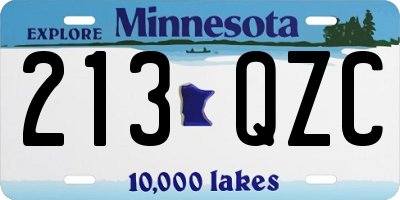 MN license plate 213QZC